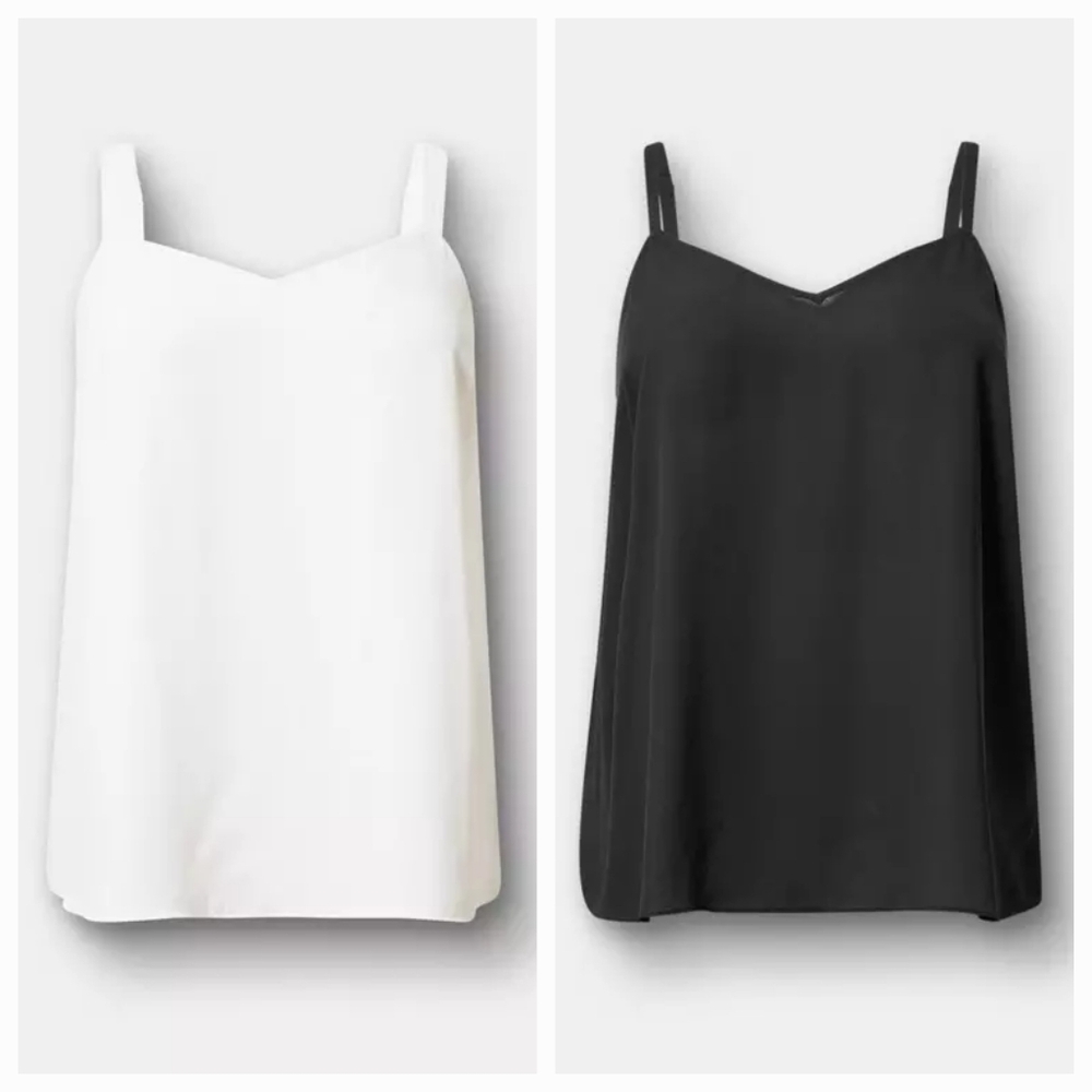 Two New Torrid Sophie Chiffon Swing Camis, 2X  Black & White